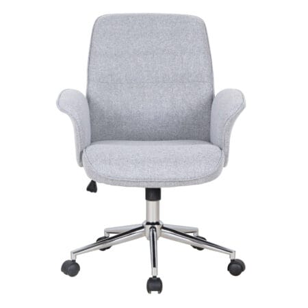 Bürostuhl Schreibtischstuhl Drehstuhl in Grau mit stufenloser Sitzhöhenverstellung, ergonomischer Stoffpolsterung, 360° Drehfunktion und stabilen Doppellaufrollen für weiche Böden. Ideal für Büro und Homeoffice.