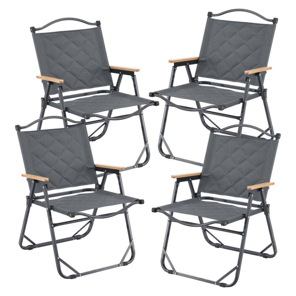 Graues Camping Gartenmöbelset Caltagirone, 5-teilig, mit komfortablen Sitzmöglichkeiten und Tisch, ideal für unterwegs.