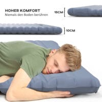 Camping Isomatte selbstaufblasend für 2 Personen, bis 150 kg, Farbe Blau.