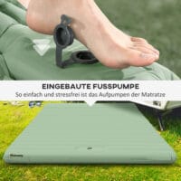 Camping Isomatte selbstaufblasend für 2 Personen, bis 150 kg, Farbe Grün.