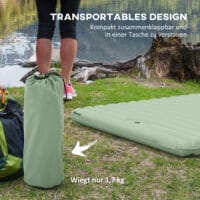 Camping Isomatte selbstaufblasend für 2 Personen, bis 150 kg, Farbe Grün.