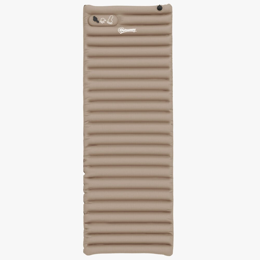 Camping Isomatte wasserabweisend, bis 120 kg, mit Fusspumpe, Farbe Khaki.