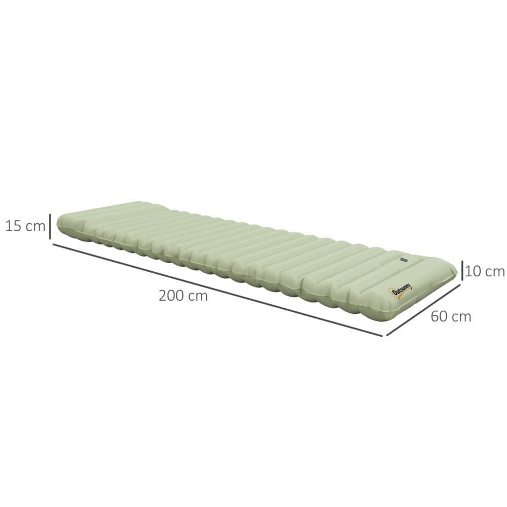 Camping Isomatte wasserabweisend, bis 80 kg, mit Fusspumpe, Farbe Grün.