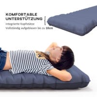 Camping Isomatte wasserabweisend, bis 80 kg, mit Tragetasche, Farbe Blau.