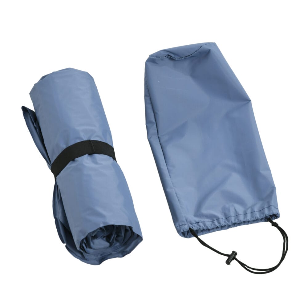 Camping Isomatte wasserabweisend, bis 80 kg, mit Tragetasche, Farbe Blau.