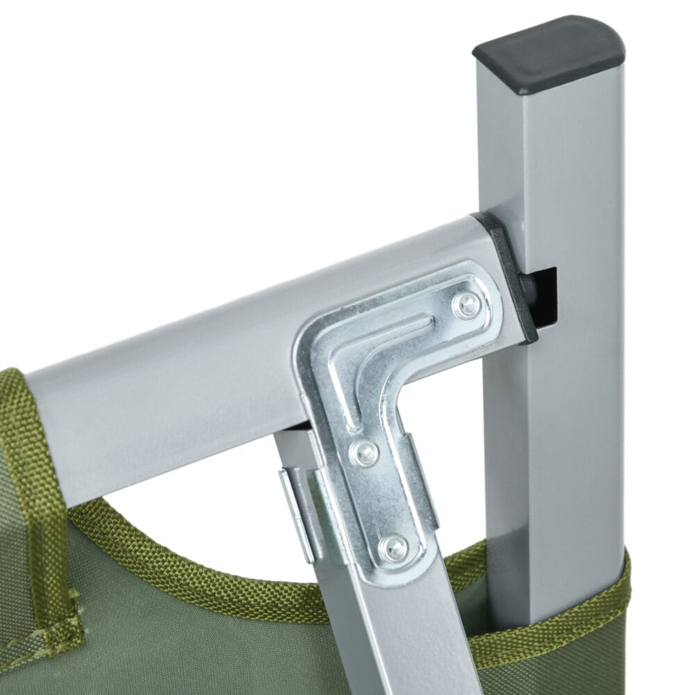 Campingbett klappbar mit Kopfkissen, 120 kg Tragkraft, Farbe Grün.