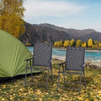 Campingstühle 2er-Set, faltbar, 58x64x94 cm, belastbar bis 120 kg, Farbe Schwarz.