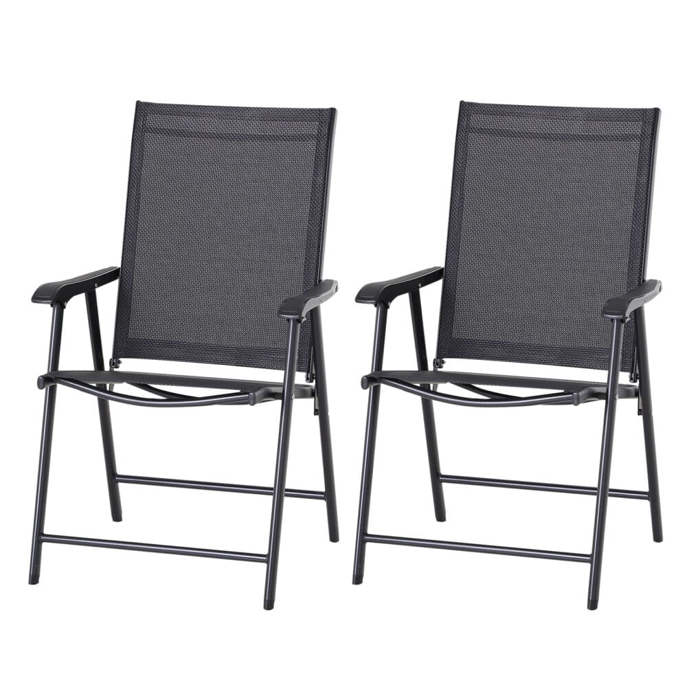 Campingstühle 2er-Set, faltbar, 58x64x94 cm, belastbar bis 120 kg, Farbe Schwarz.