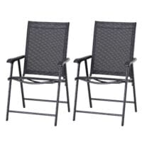 Campingstühle 2er-Set, faltbar, 58x64x94 cm, belastbar bis 120 kg, Farbe Schwarz.