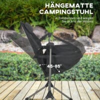 Campingstuhl faltbar, belastbar bis 120 kg, aus Oxford-Material, Farbe Schwarz.