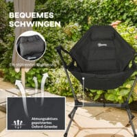 Campingstuhl faltbar, belastbar bis 120 kg, aus Oxford-Material, Farbe Schwarz.