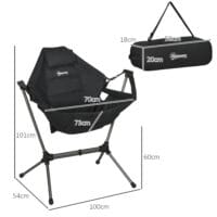 Campingstuhl faltbar, belastbar bis 120 kg, aus Oxford-Material, Farbe Schwarz.