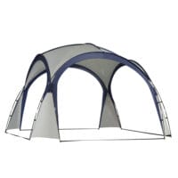Campingzelt 35x35 m, wetterfest, Farbe Cremeweiß-Blau.