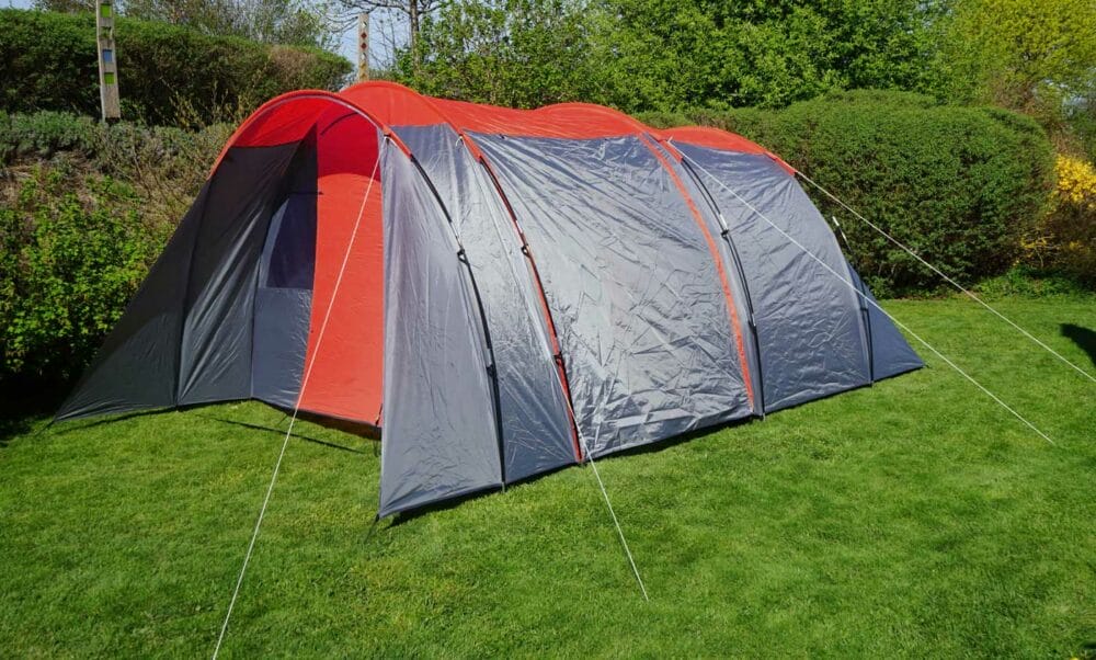 Campingzelt 6 Personen Kuppelzelt rot/grau