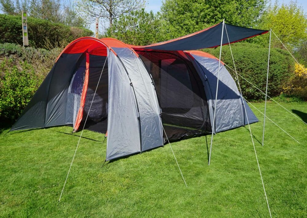 Campingzelt 6 Personen Kuppelzelt rot/grau