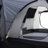 Tunnelzelt mit Meshfenstern für 5 Personen, wetterfest, Farbe Grau.