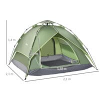 Campingzelt 210x210x140 cm, für 2 Erwachsene + 1 Kind, wasserdicht.