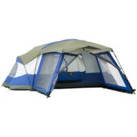 Campingzelt für 6–8 Personen, wasserdicht und geräumig, Farbe Blau.