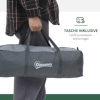 Campingzelt für 2–3 Personen, wetterfest mit Transporttasche, Farbe Grau.