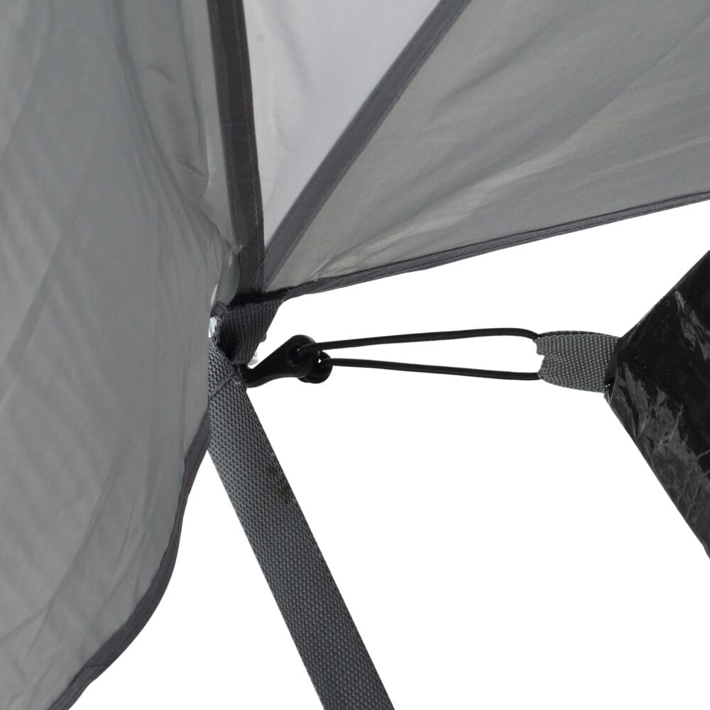 Campingzelt für 2–3 Personen, wetterfest mit Transporttasche, Farbe Grau.