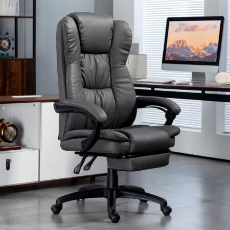Chefsessel mit Fussstütze & Massagefunktion höhenverstellbar Dunkelgrau – Produktfoto zeigt modernes Design, hochwertige Materialien und funktionale Eigenschaften ideal für Wohn- oder Arbeitsbereiche. Perfekt als Einrichtungsinspiration oder zur Produktpräsentation in einem Onlineshop.