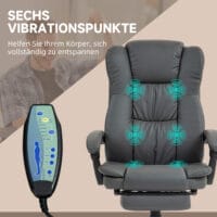 Chefsessel mit Fussstütze & Massagefunktion höhenverstellbar Dunkelgrau – Produktfoto zeigt modernes Design, hochwertige Materialien und funktionale Eigenschaften ideal für Wohn- oder Arbeitsbereiche. Perfekt als Einrichtungsinspiration oder zur Produktpräsentation in einem Onlineshop.