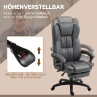 Chefsessel mit Fussstütze & Massagefunktion höhenverstellbar Dunkelgrau – Produktfoto zeigt modernes Design, hochwertige Materialien und funktionale Eigenschaften ideal für Wohn- oder Arbeitsbereiche. Perfekt als Einrichtungsinspiration oder zur Produktpräsentation in einem Onlineshop.