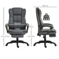 Chefsessel mit Fussstütze & Massagefunktion höhenverstellbar Dunkelgrau – Produktfoto zeigt modernes Design, hochwertige Materialien und funktionale Eigenschaften ideal für Wohn- oder Arbeitsbereiche. Perfekt als Einrichtungsinspiration oder zur Produktpräsentation in einem Onlineshop.