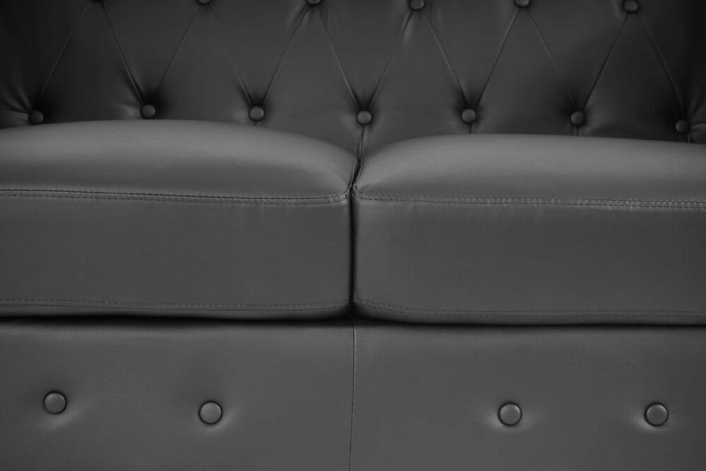 Chesterfield Lounge 2er Sofa Couch Schwarz - runde Füsse