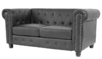 Chesterfield Lounge 2er Sofa Couch Schwarz - runde Füsse