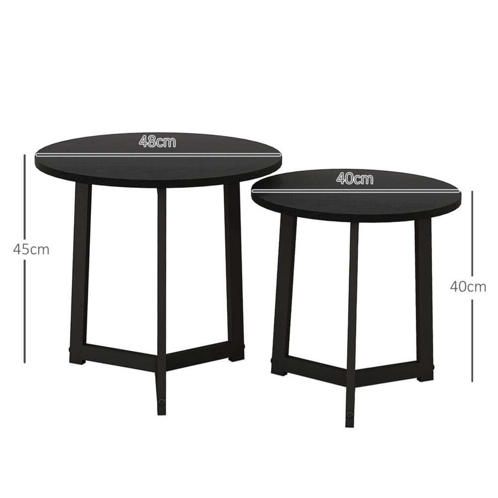 Couchtisch 2er-Set modern Design bis 35kg belastbar Schwarz – Produktfoto zeigt modernes Design, hochwertige Materialien und funktionale Eigenschaften ideal für Wohn- oder Arbeitsbereiche. Perfekt als Einrichtungsinspiration oder zur Produktpräsentation in einem Onlineshop.