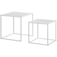 Couchtisch 2er-Set modern Design Stahlgestell Weiss – Produktfoto zeigt modernes Design, hochwertige Materialien und funktionale Eigenschaften ideal für Wohn- oder Arbeitsbereiche. Perfekt als Einrichtungsinspiration oder zur Produktpräsentation in einem Onlineshop.