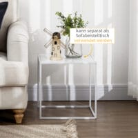 Couchtisch 2er-Set modern Design Stahlgestell Weiss – Produktfoto zeigt modernes Design, hochwertige Materialien und funktionale Eigenschaften ideal für Wohn- oder Arbeitsbereiche. Perfekt als Einrichtungsinspiration oder zur Produktpräsentation in einem Onlineshop.