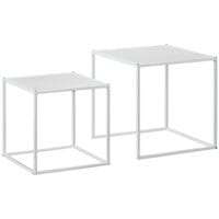 Couchtisch 2er-Set modern Design Stahlgestell Weiss – Produktfoto zeigt modernes Design, hochwertige Materialien und funktionale Eigenschaften ideal für Wohn- oder Arbeitsbereiche. Perfekt als Einrichtungsinspiration oder zur Produktpräsentation in einem Onlineshop.