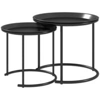 Couchtisch 2er-Set stapelbar Ø43/35cm für Wohnzimmer Schwarz – Produktfoto zeigt modernes Design, hochwertige Materialien und funktionale Eigenschaften ideal für Wohn- oder Arbeitsbereiche. Perfekt als Einrichtungsinspiration oder zur Produktpräsentation in einem Onlineshop.