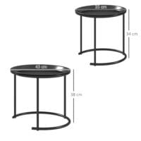 Couchtisch 2er-Set stapelbar Ø43/35cm für Wohnzimmer Schwarz – Produktfoto zeigt modernes Design, hochwertige Materialien und funktionale Eigenschaften ideal für Wohn- oder Arbeitsbereiche. Perfekt als Einrichtungsinspiration oder zur Produktpräsentation in einem Onlineshop.