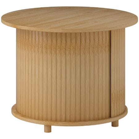 Couchtisch rund aus Bambus mit verstecktem Stauraum Ø60x45cm Natur – Produktfoto zeigt modernes Design, hochwertige Materialien und funktionale Eigenschaften ideal für Wohn- oder Arbeitsbereiche. Perfekt als Einrichtungsinspiration oder zur Produktpräsentation in einem Onlineshop.