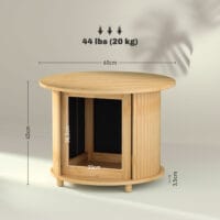 Couchtisch rund aus Bambus mit verstecktem Stauraum Ø60x45cm Natur – Produktfoto zeigt modernes Design, hochwertige Materialien und funktionale Eigenschaften ideal für Wohn- oder Arbeitsbereiche. Perfekt als Einrichtungsinspiration oder zur Produktpräsentation in einem Onlineshop.