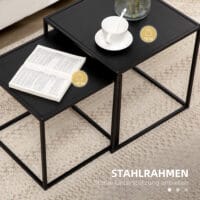 Couchtisch-Set 2er modernes Design Stahlgestell Schwarz