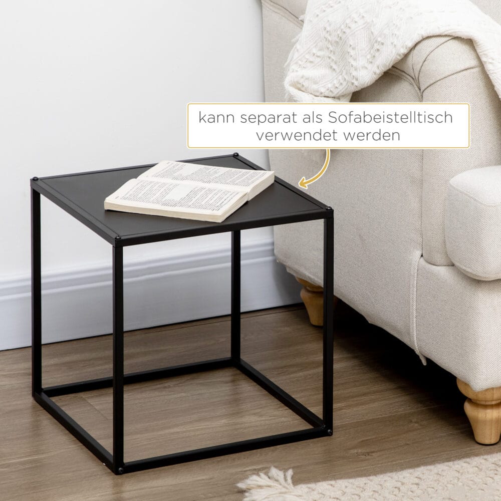 Couchtisch-Set 2er modernes Design Stahlgestell Schwarz