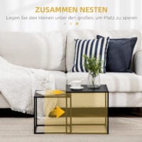 Couchtisch-Set 2er modernes Design Stahlgestell Schwarz