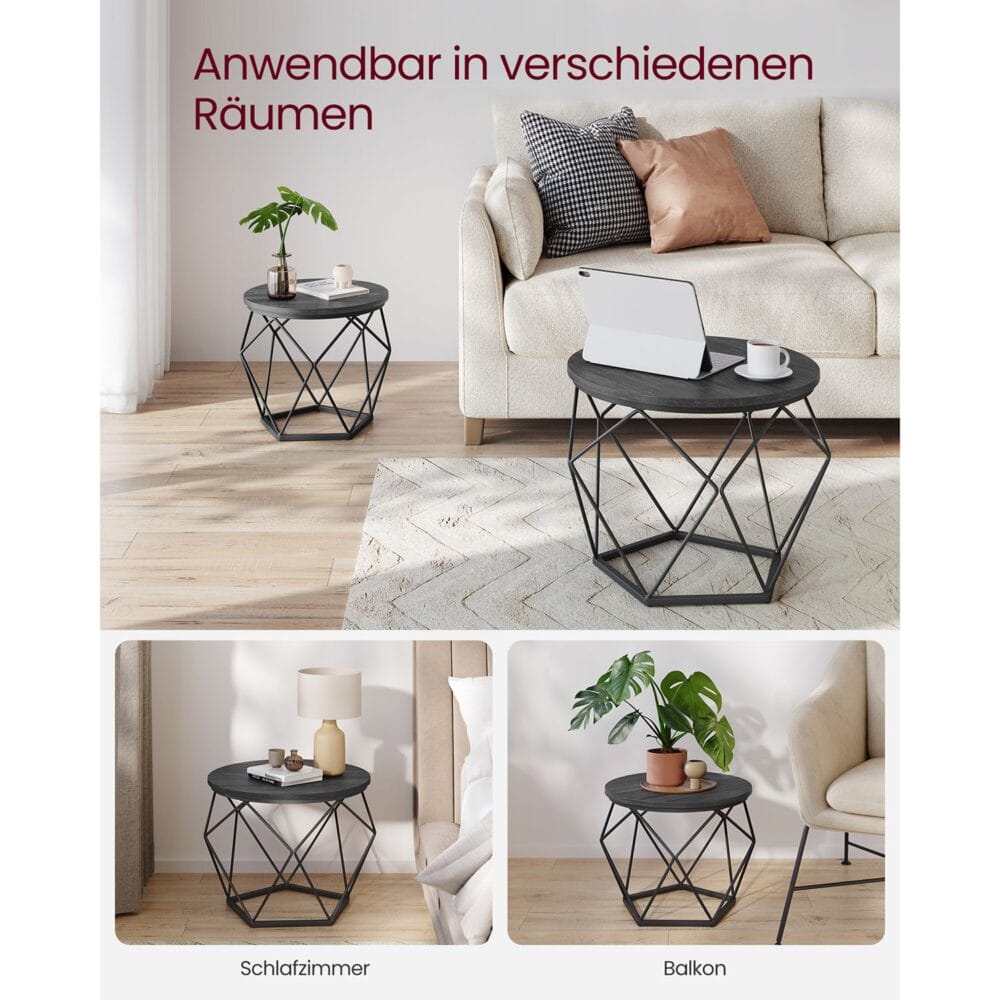 Couchtisch Set Beistelltisch abnehmbare Tischplatte Stahl Schwarz