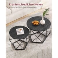 Couchtisch Set Beistelltisch abnehmbare Tischplatte Stahl Schwarz