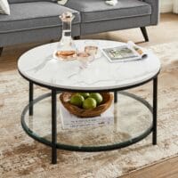 Couchtisch Wohnzimmertisch Marmor Glas Weiss