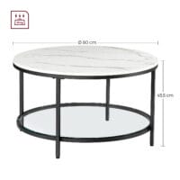Couchtisch Wohnzimmertisch Marmor Glas Weiss