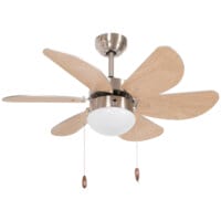 Ein Deckenventilator in Buche-Optik mit 6 Flügeln und integrierter 16W LED-Beleuchtung.