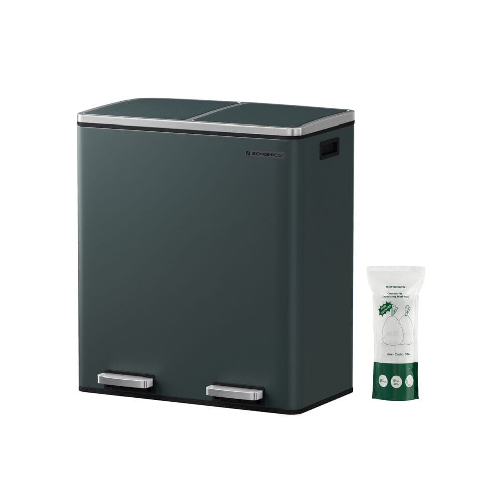Doppel-Mülleimer Abfalleimer Absenkautomatik 60L Rauchgrau