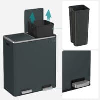Doppel-Mülleimer Abfalleimer Absenkautomatik 60L Rauchgrau