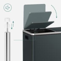 Doppel-Mülleimer Abfalleimer Absenkautomatik 60L Rauchgrau