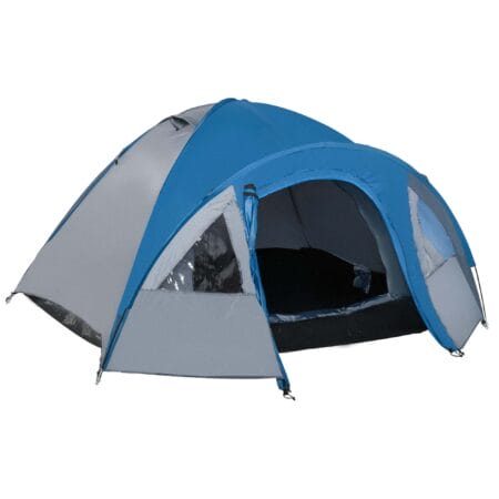 Doppelwandzelt für 4 Personen, wasserdicht und stabil für Camping.